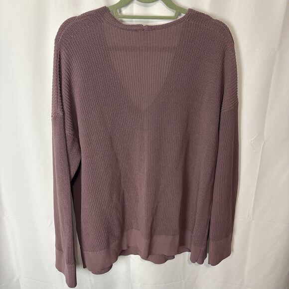 Eileen Fisher Corded Boxy V-Neck Long-Sleeve Knit Sweater Mauve Size 2X Organic - Picture 9 of 9